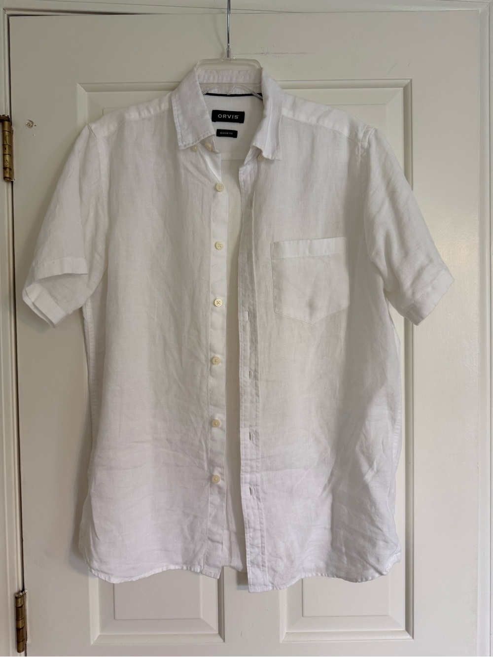 Orvis Men’s White Short-Sleeve Linen Button-Down Shirt